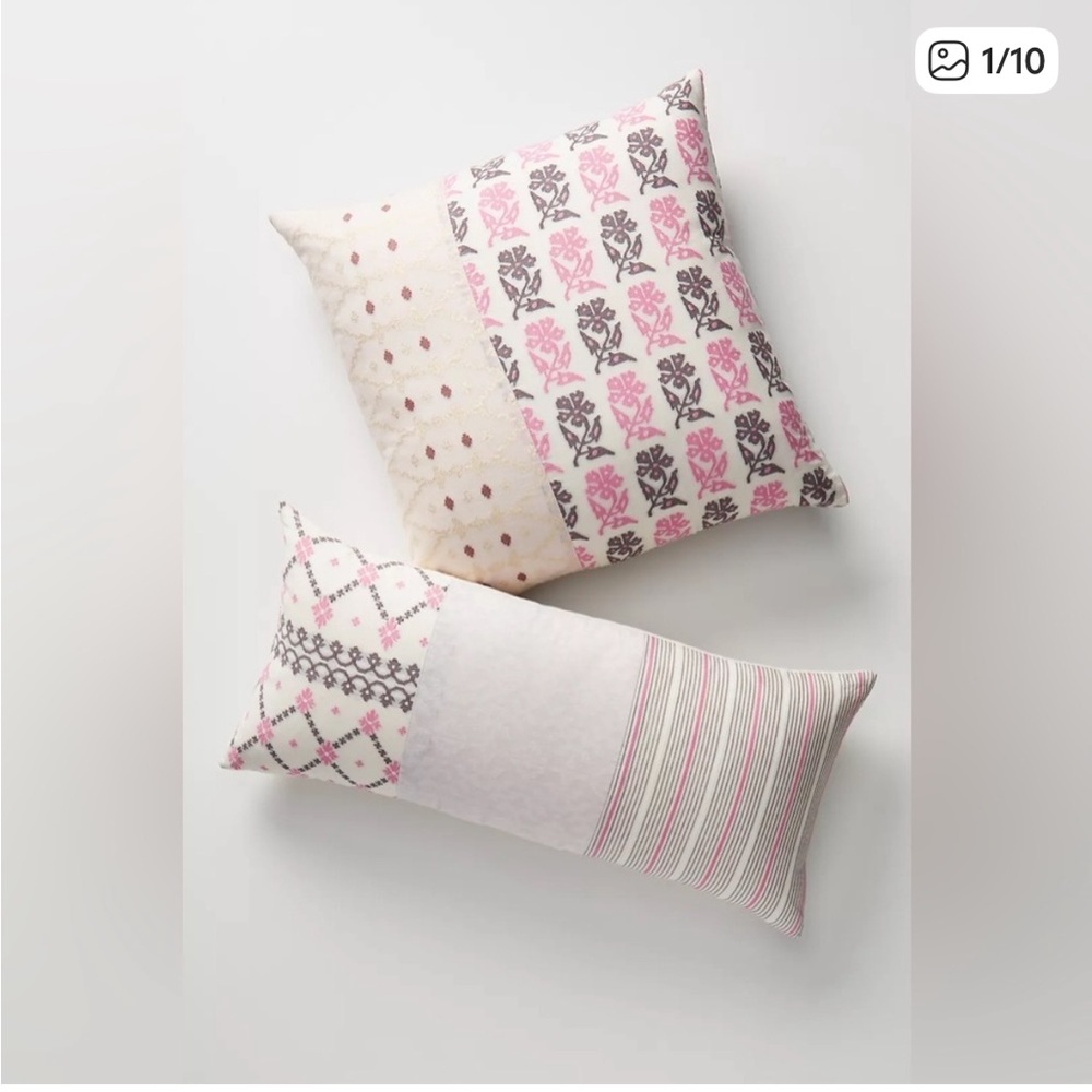 🩷anthropologie Aurelia patchwork lumbar pillow 12”x27” nwt